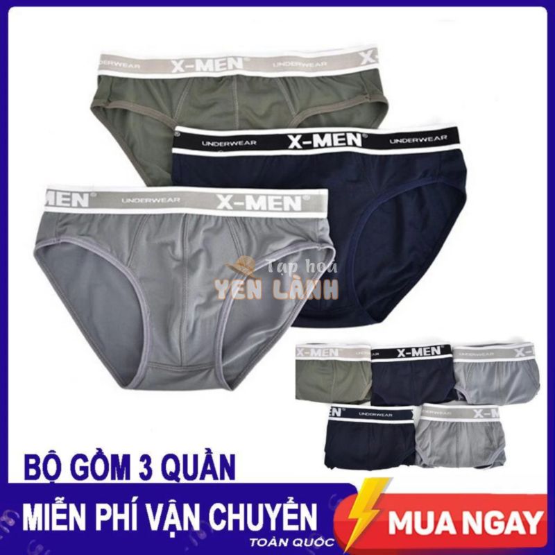 COMBO 3 Quần LÓT Nam – Nhiều Màu – Thun Lạnh Cao cấp XMEN