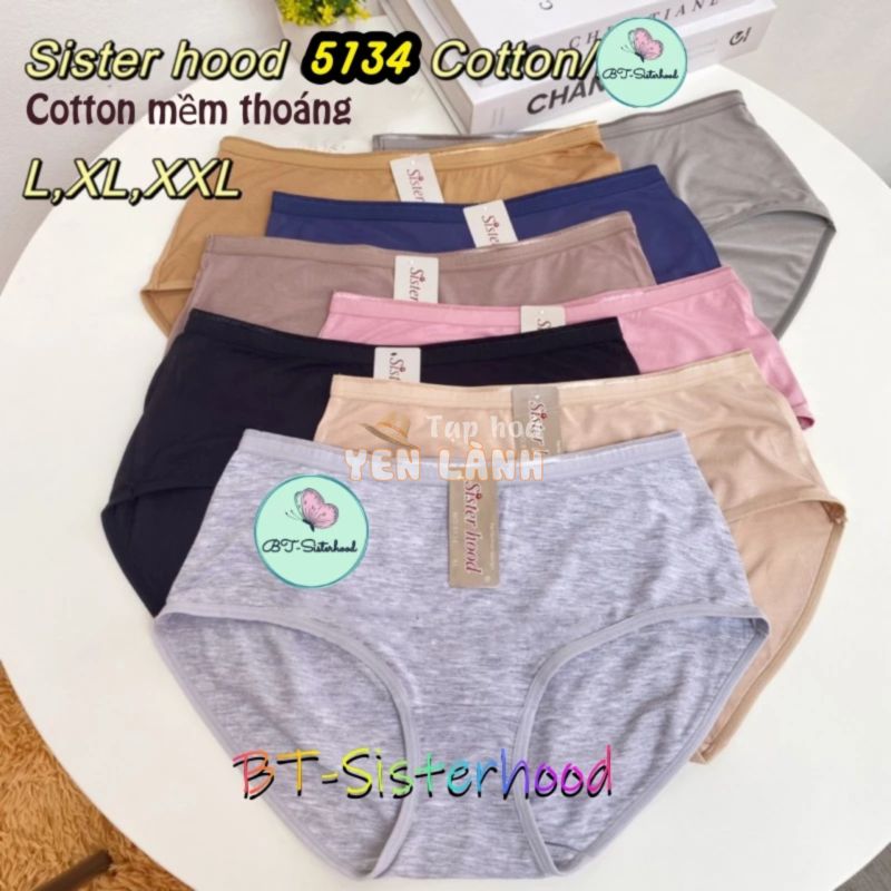 [BIG SIZE] Quần lót nữ basic Sisterhood 5134, chip cotton Thái Lan nhập khẩu vải siêu nhẹ mềm mát, LOT STORE ,Vanvene