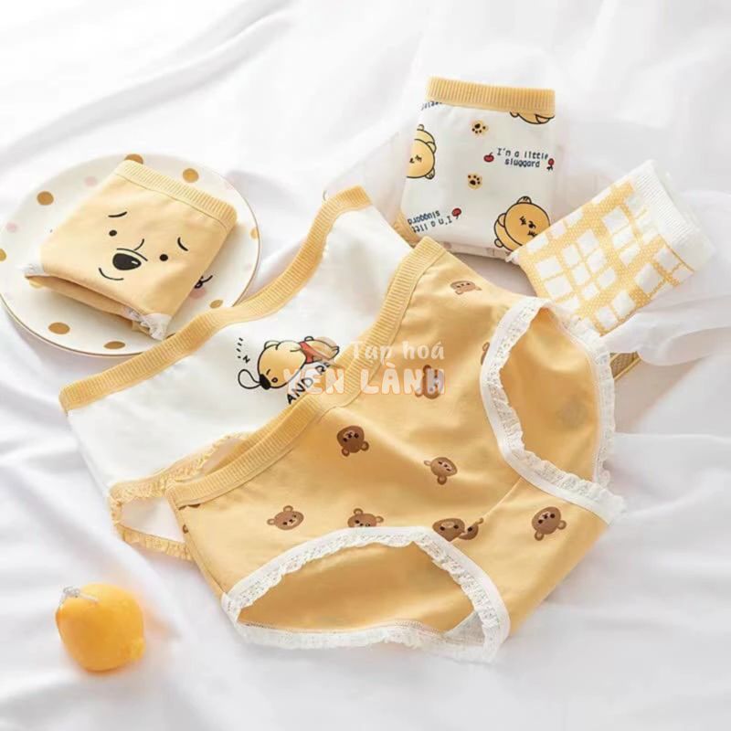 Hộp 4 quần lót nữ chất cotton hình ngộ nghĩnh dễ thương