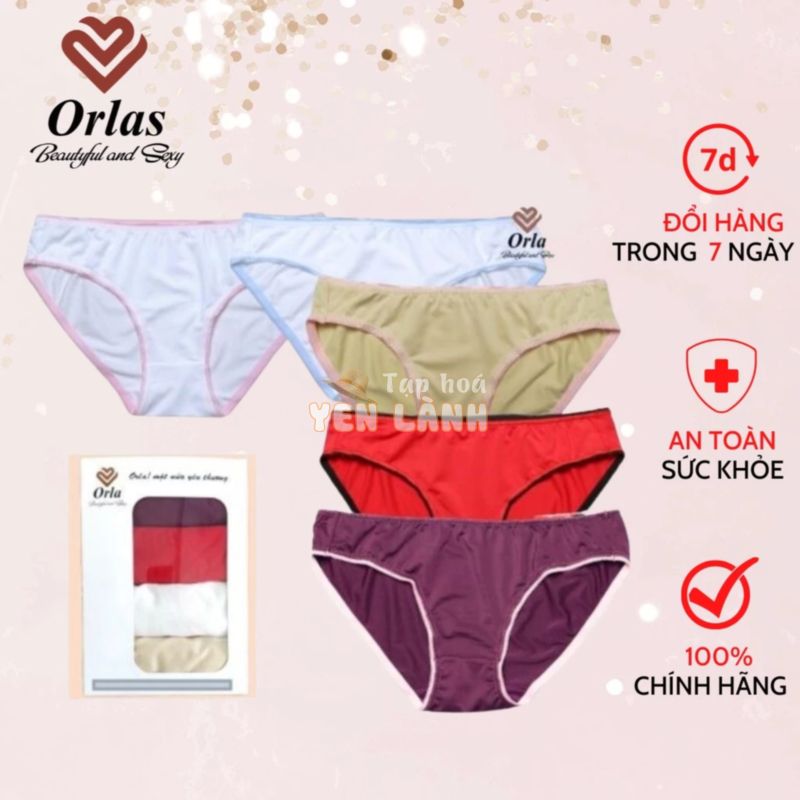 Quần lót nữ Orlas bikini thun lạnh, quần lót mẹ sau sinh trơn viền ren mềm mịn thoải mái