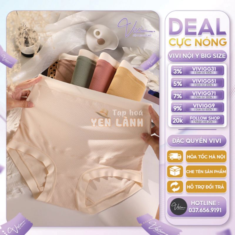 Quần lót Nữ Bigsize Vải thun cotton siêu co dãn Cạp Cao từ 48 – 100kg – Nội Y Bigsize Cạp Cao – Mã N33