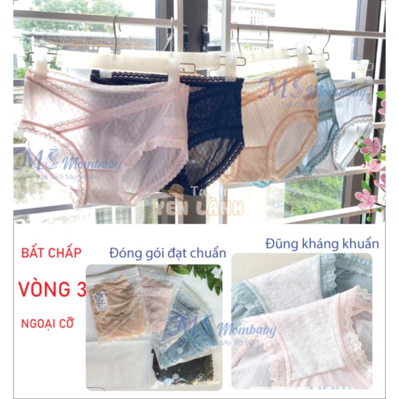 Quần lót bầu cạp chéo MS Mombaby tránh chạm vết mổ sau sinh 9966 chất lụa tơ non co giãn, mỏng nhẹ