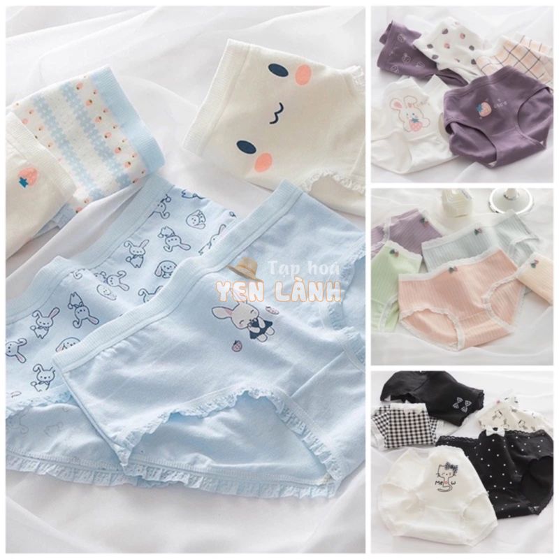 [Bigsize XL] SET 5 Quần Lót Bigsize Chất Cotton Mềm Cạp Thấp Dễ Thương Cho Nữ TOPBRA