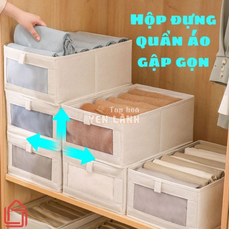 Hộp đựng quần áo, đựng tất vớ, đồ lót vải oxford tấm nhựa PP cứng cáp có thể gập gọn thông minh