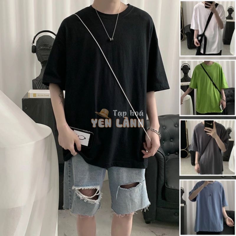 Áo thun tay lửng dáng rộng trơn 5 màu thời trang tùy chọn cho nam size M-2XL