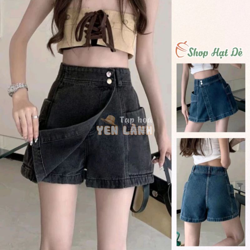 Quần shorts jeans nữ giả váy lưng cao GV01, chân váy ngắn chữ a dáng ôm hot trend 2024 Shop Hạt Dẻ