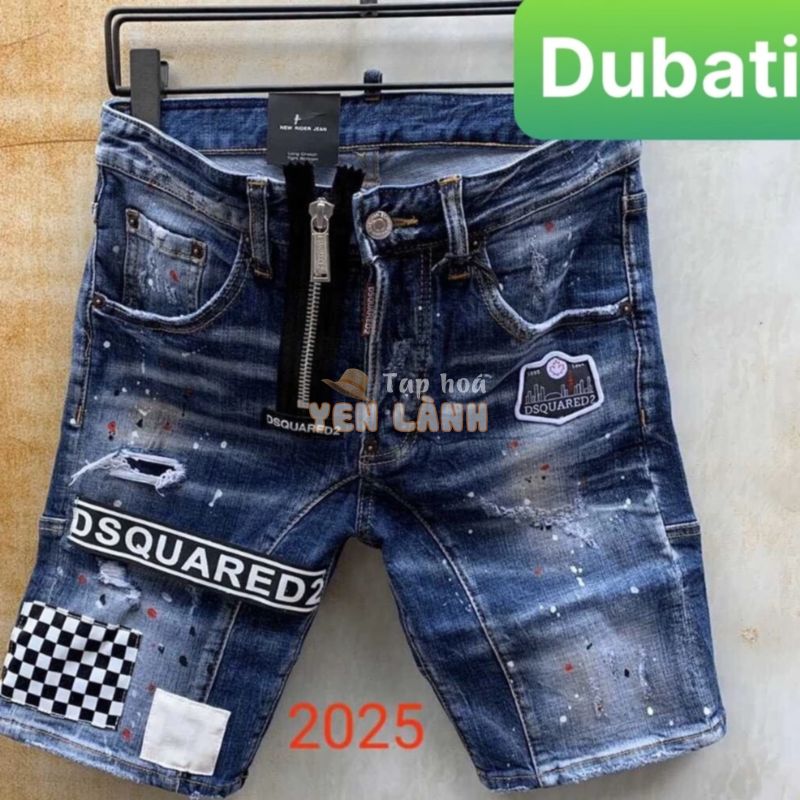 QUẦN SỌT SHORT LỬNG JEAN NAM CHẤT BÒ XANH ĐẬM THÊU CARO CUTE -DB 74 – DUBATIFASHION