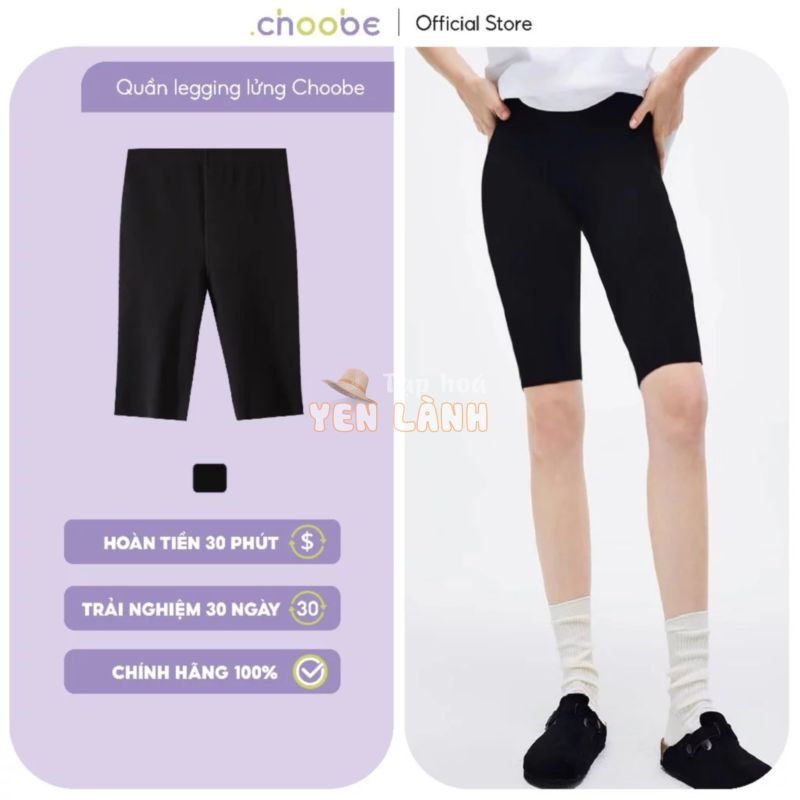 Quần legging nữ lửng Choobe vải thun cao cấp biker nữ đùi ngố đồ mặc nhà dáng ôm bó lưng thun tập gym yoga bigsize