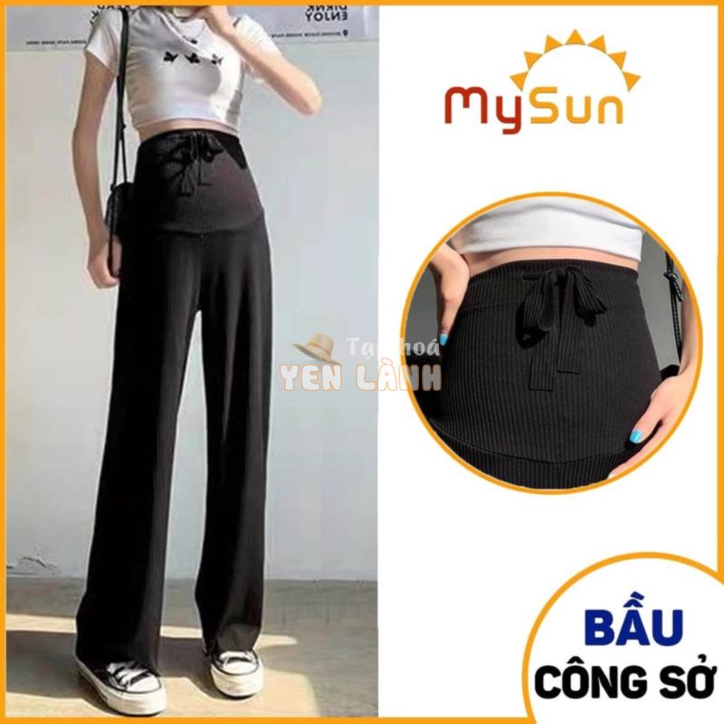 Quần tây dài lưng thun ống rộng đẹp cho bà bầu mặc đi làm công sở 4 mùa Đông Hè – MySun.