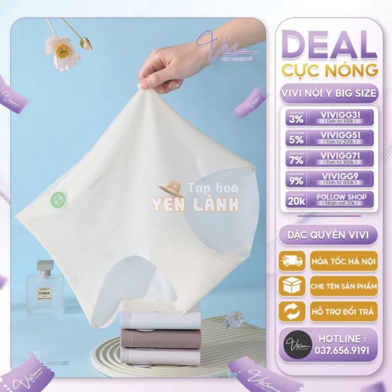 Quần lót nữ bigsize vải su lụa siêu mỏng mặc áo dài mát lạnh – Nội y nữ big size, cỡ lớn không lộ viền 100Kg – Mã N61