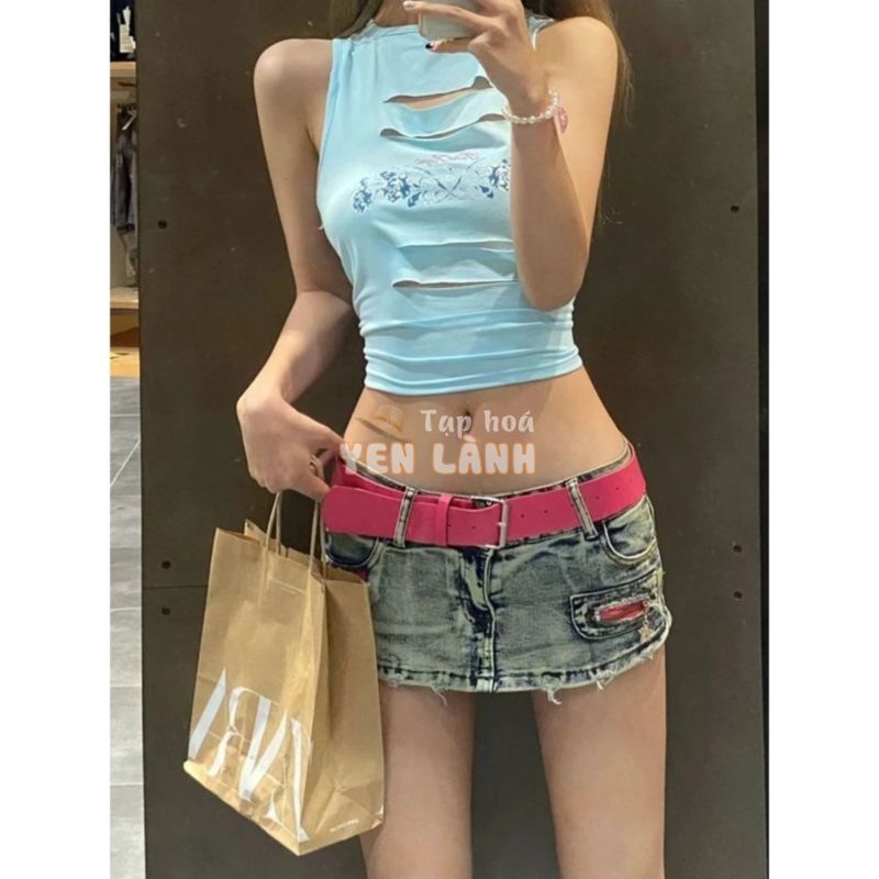 Chân Váy Denim Size Lớn Phong Cách Retro  Thiết Kế cảm thấy Miniskirt Denim Thấp. Quần Culottes Mỏng Vừa Vặn. Quần Lót Thiết Kế Quyến Rũ Thời Trang Dành Cho Nữ