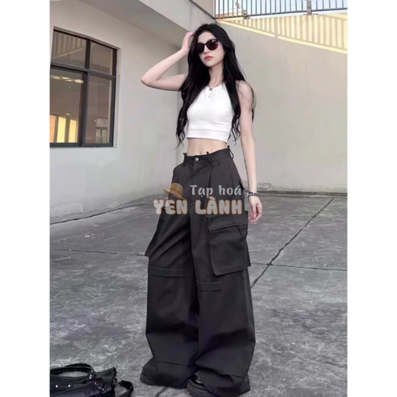 Quần dài kaki túi hộp from rộng nam nữ ống rộng SS2 Boin shop cargo pants y2k cạp cao box pants to cực ngầu