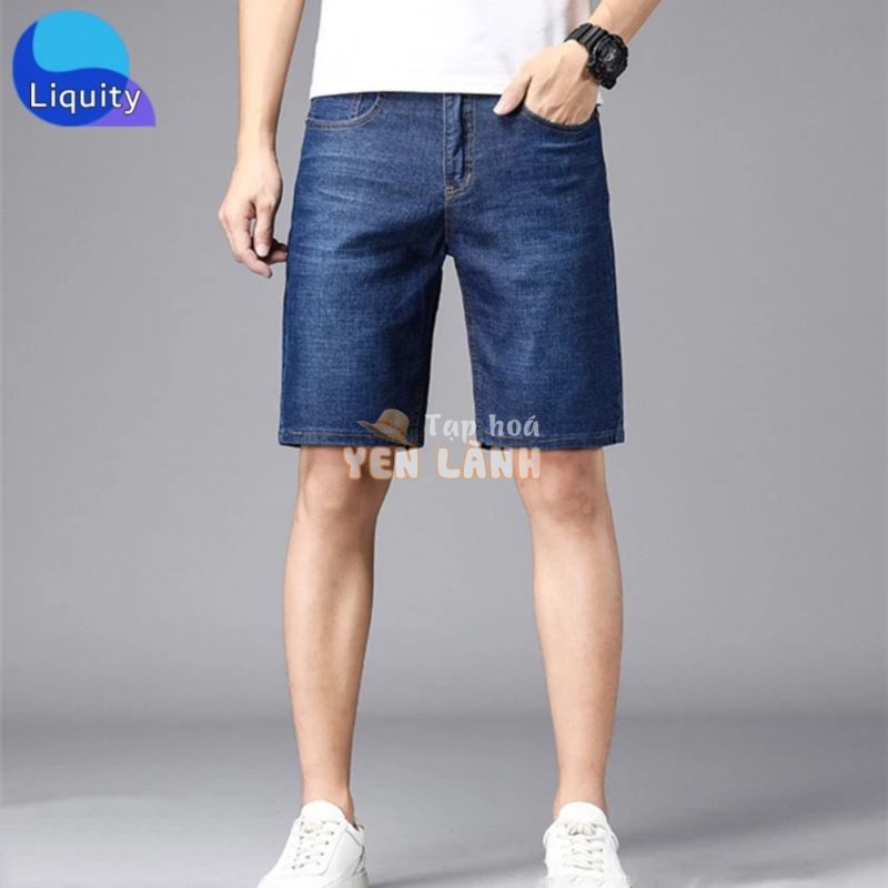 Quần Short Ngố Nam Chất Bò LIQUITY Quần Jean Nam Ngắn Form Suông Thể Thao 3 Màu Co Bản