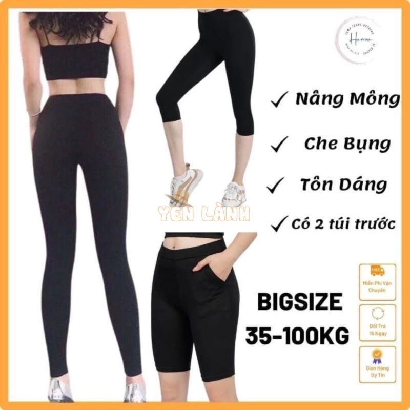 Quần Legging Đùi,Lửng Ngố, Dài, Nâng Mông Cạp Cao Siêu Hot Siêu Co Giãn Loại 1 Big Size Đến 100kg