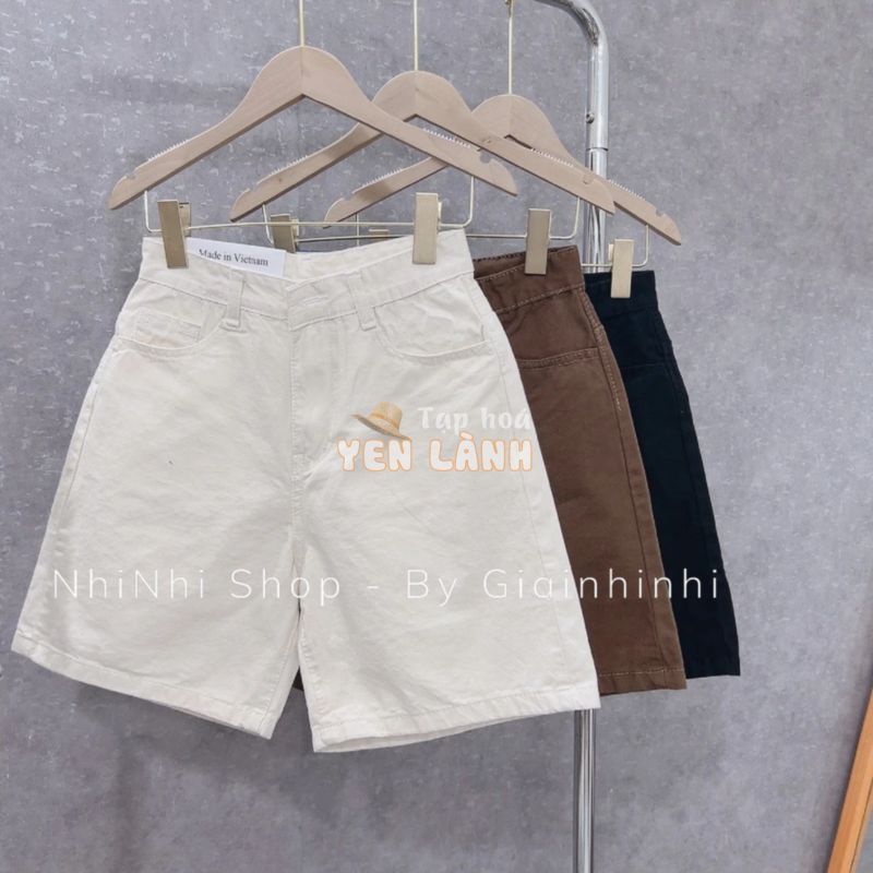 Quần short ngố jean ống rộng, Quần bò lửng cạp cap ống suông QS803 – NhiNhi Shop