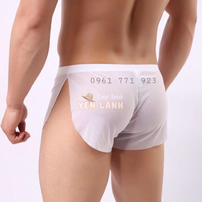 Quần lót ren nam gợi cảm – Quần sịp lưới cho nam mặc ngủ xẻ đùi sexy siêu mỏng xuyên thấu màu trắng đỏ đen trai bóng 3D