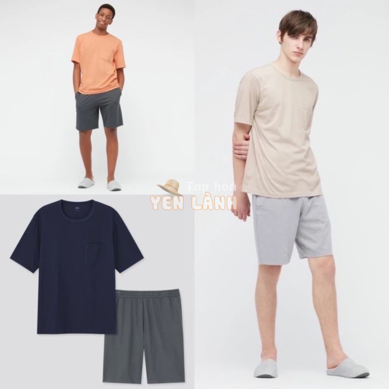 Bộ quần dài áo cộc làm mát airism cotton nam thời trang của UNIQLO