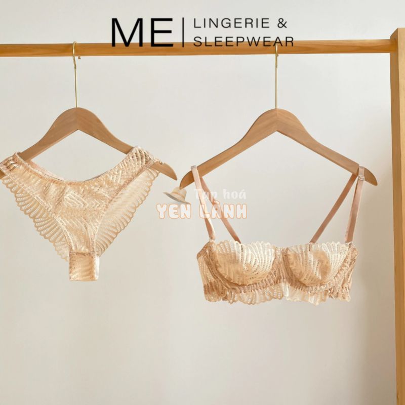 Set Đồ Lót Ren Nữ EMMY Áo Ngực Có Gọng Có Khe Nhét Mút Quần Tam Giác Ôm Gợi Cảm Cao Cấp ME lingerie &Sleepwear