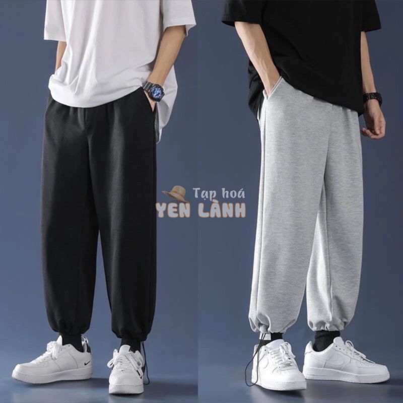 Quần jogger nam nữ ống rộng phong cách thể thao,dáng dài bó chun rút gấu unisex