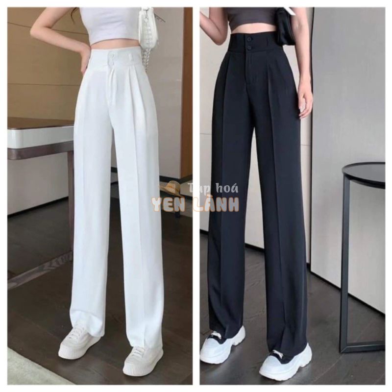 Quần Suông Ống Rộng Nữ 2 khuy, Quần Culottes Chất Tuyết Mưa Dày Mịn Co Giãn Nhẹ, Không Nhăn, Không Xù MP243