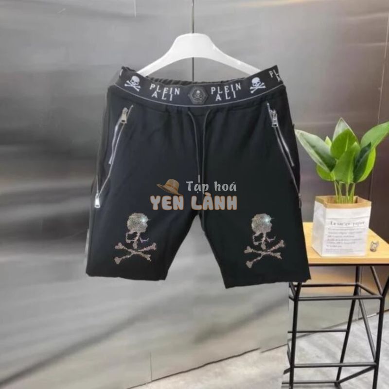 Philipp PLEIN Nam Mùa Hè Hợp Thời Trang Thương Hiệu Năm Fifth Quần Nam Mới Đa Năng Quần Short Mặc Đầu Lâu 2024