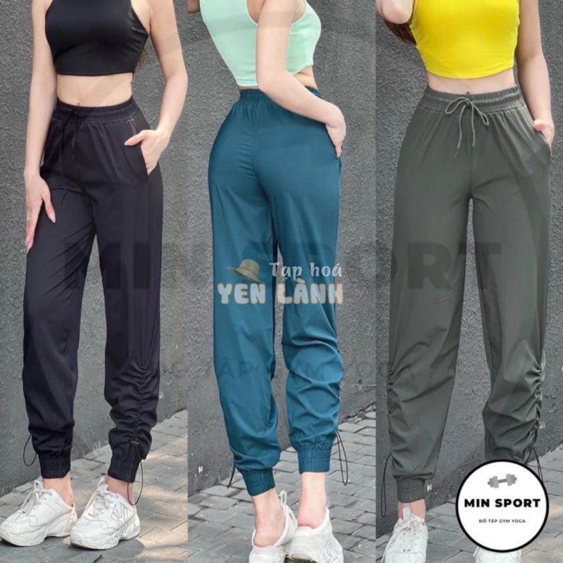 Quần Jogger Thể Thao Nữ Rút Dây Vải Dù Tập Gym, Chạy Bộ, Phượt – QJ012