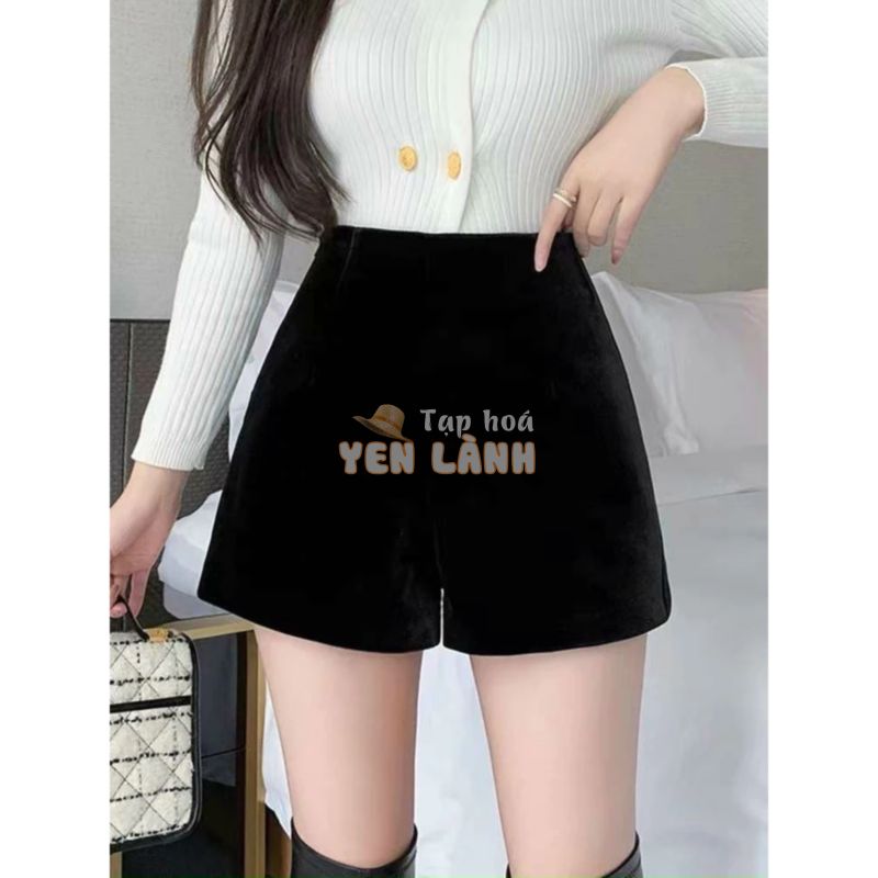 (Bigsize) Quần Short Nhung 2 Lớp Cạp Cao Tôn Dáng Phong Cách Sang Trọng Dễ Phối Đồ