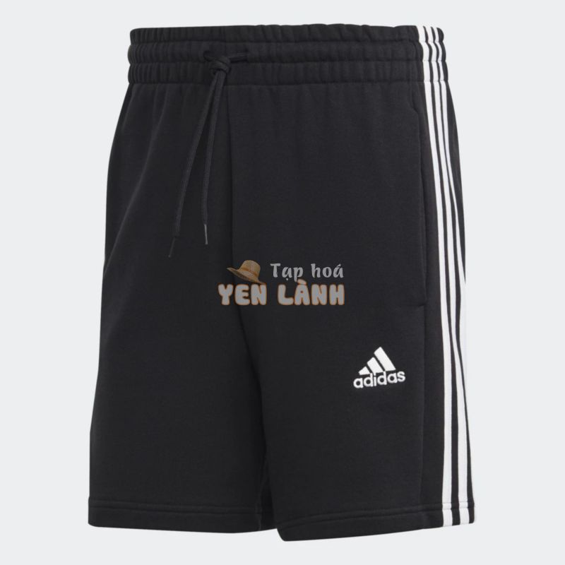 adidas Phong cách sống Quần Short 3 Sọc Vải Thun Da Cá Essentials Nam Đen IC9435