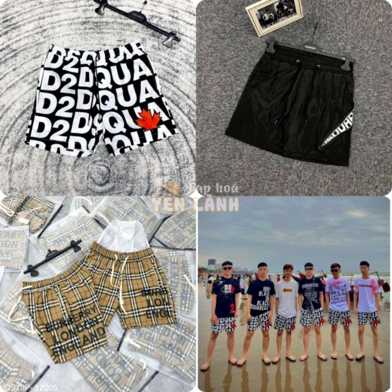 [xT] Quần short nam Burberry hoạ tiết kẻ sọc caro be in chữ BBR London England. Quần DSQ2 Thời Trang #Hot #2024