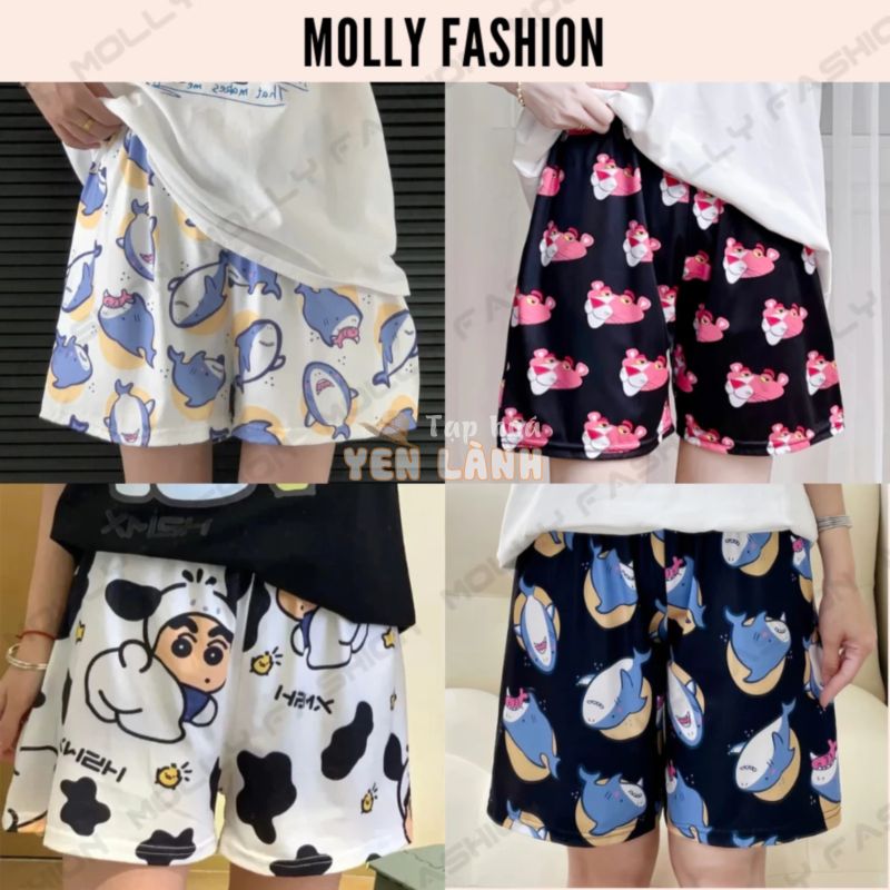 Quần short Cartoon Unisex (Nhiều mẫu) BST 01 Molly Fashion – Quần đùi hoạt hình nam nữ Freesize đến 65kg