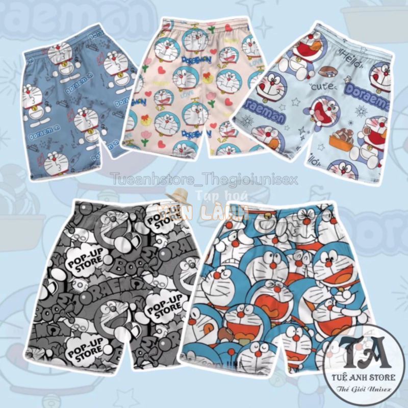 [Mẫu Mới] Quần Short lững Cartoon DOREMON Unisex – Quần đùi nam nữ Freesize 38-68kg ảnh chụp thật tại TUEANHSTORE