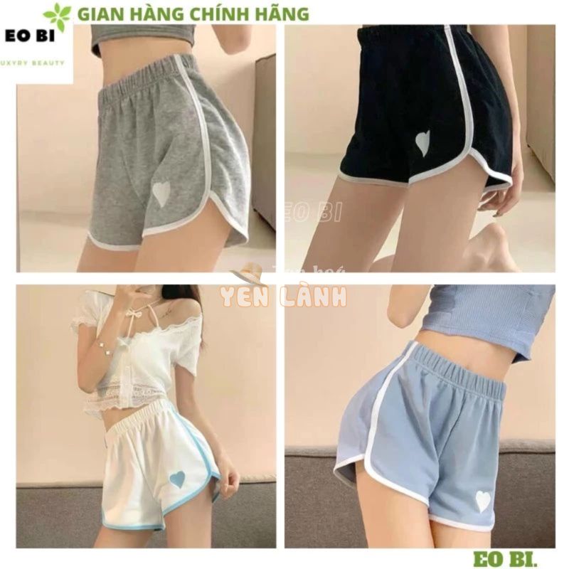 Quần short nữ thể thao in hình trái tim kiểu dáng katun hàn quốc ulzzang ,mặc đi tập thể dục gym cũng đều XINH -EOBI