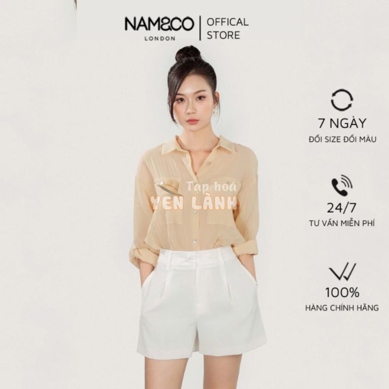 Quần short  cạp cao nữ Namandco có túi đẹp thời trang cao cấp năng động  size S M L XL màu trắng NT0170