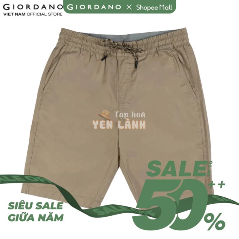 Quần Shorts Kaki Nam Lưng Thun Dây Rút Giordano 01103205