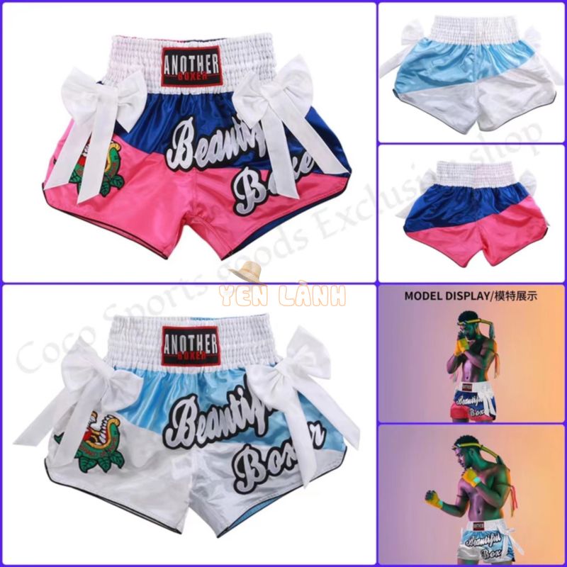 Quần Short Thể Thao Tập Boxing Thái Lan Thêu Họa Tiết Cá Tính Cho Nam