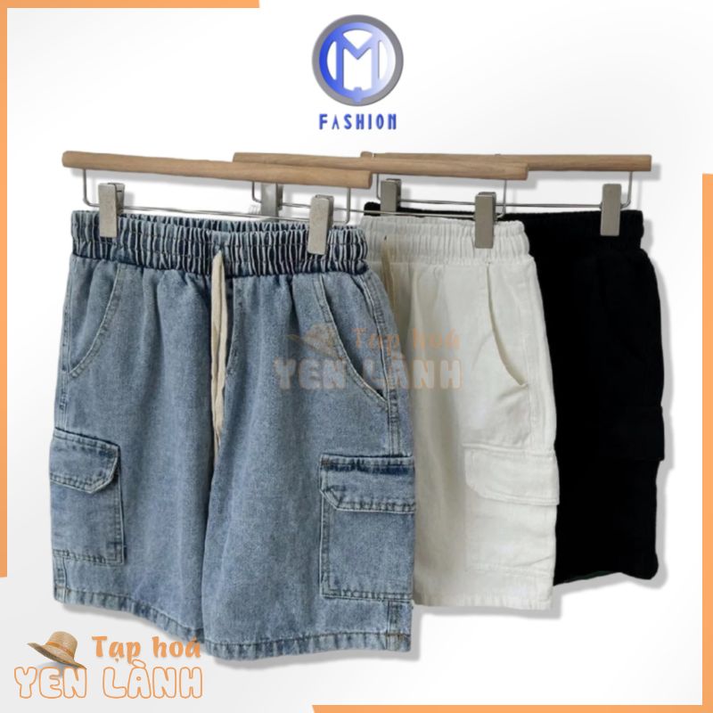 Quần short nam túi hộp jean cao cấp ống rộng bigsize M Fashion đi chơi mặc nhà