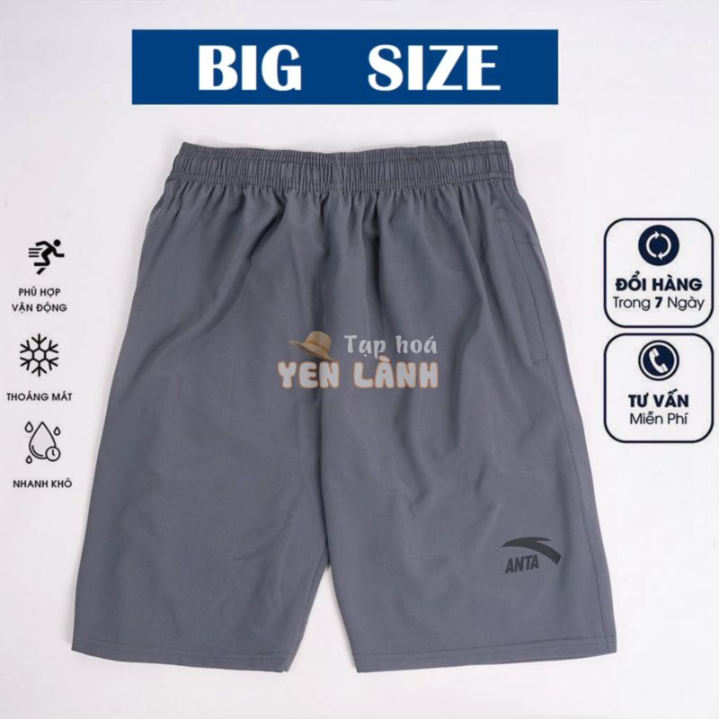 Quần Đùi Nam Big Size, Quần Short Nam Cho Người Béo 70 – 105kg Vải Gió Dù Co Dãn Cực Mát-D063