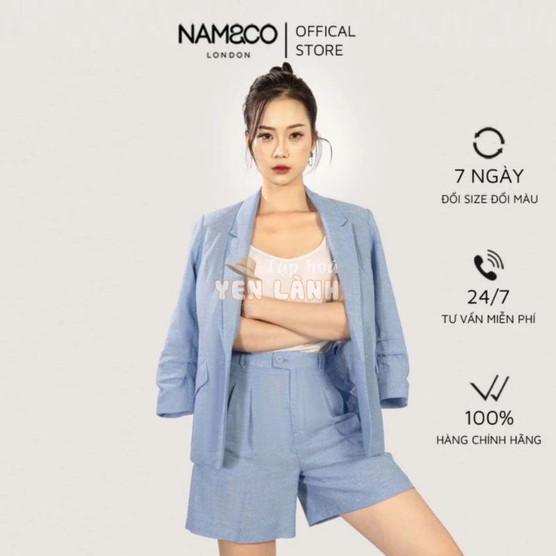 Quần short  cạp cao nữ Namandco ống ngố trẻ trung, năng động size S, M, L, XL màu xanh NT0139