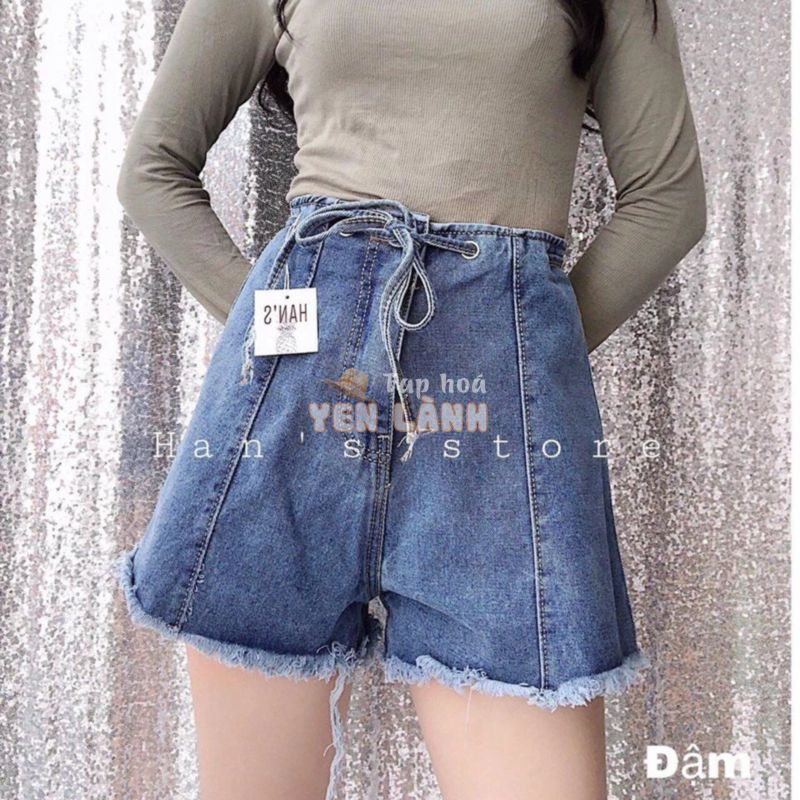 Quần short jean nữ ống loe thắt nơ (( 2 sắc màu