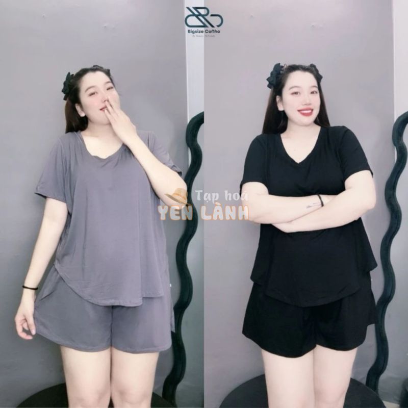 Set bộ đồ nữ bigsize cô nhỏ áo thun tay ngắn phom rộng vạt bầu, quần short ngắn vải cotton thời trang thanh lịch SET901