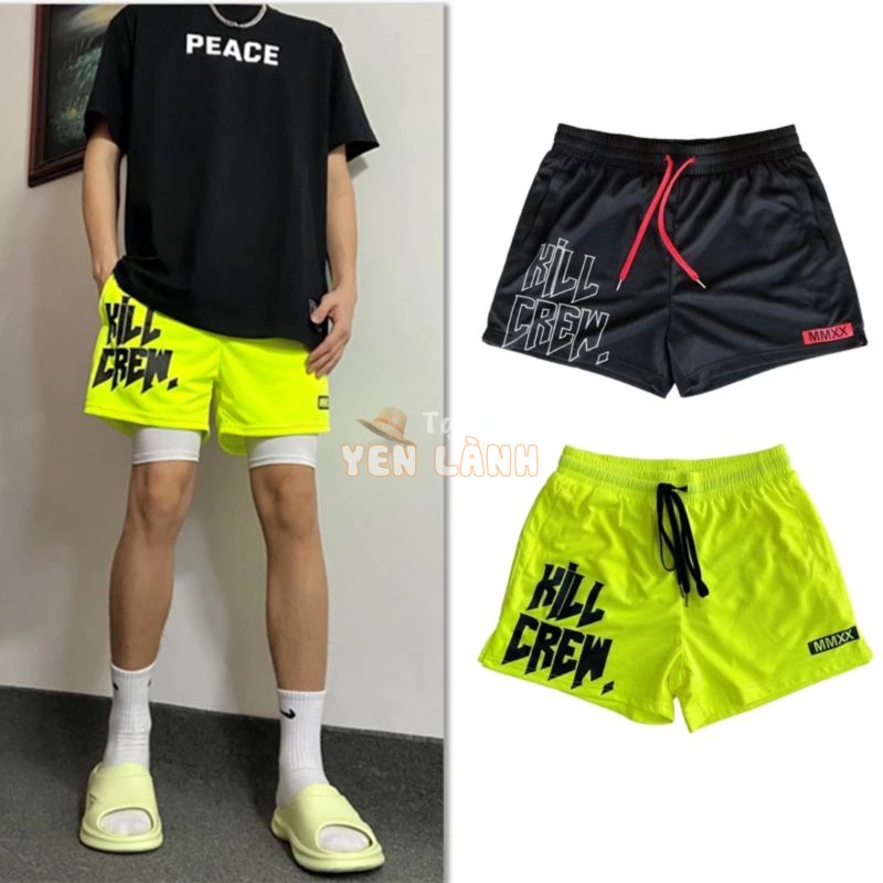 Quần Short Bóng Rổ Dáng Rộng In Chữ Phong Cách Hip Hop Đường Phố Mỹ Thời Trang Mùa Hè 2023 Đen / Xanh Lá Dành Cho Nam