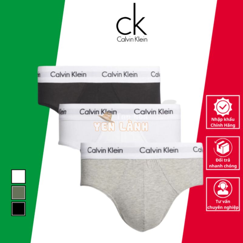 Set 3 Quần Lót Tam Giác Sịp Nam Calvin Klein 3 Màu Chất Liệu Cotton Co Giãn Thoáng Mát Nhập Khẩu Chính Hãng Từ Ý  U2661G