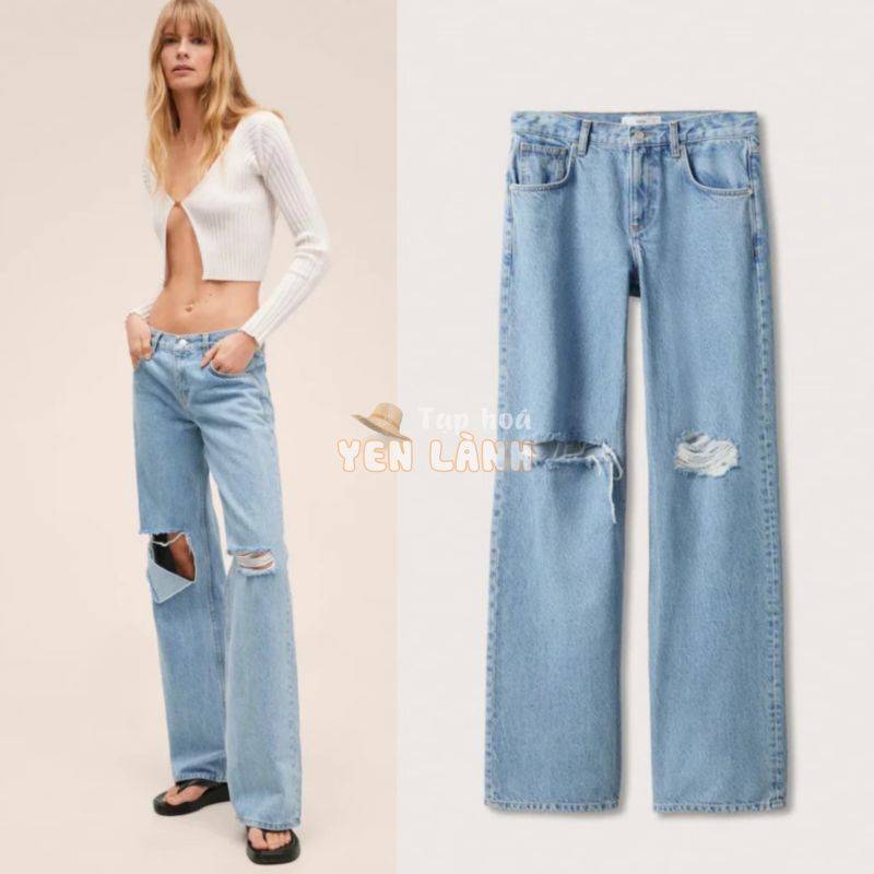 Quần jeans Mango 27085794 size 36 form rộng tương đương size 38 chất đẹp