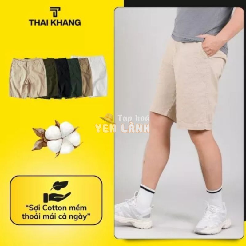 Quần short kaki nam THÁI KHANG vải cotton dày mềm form chấm gối basic lịch sự  QKAKI13