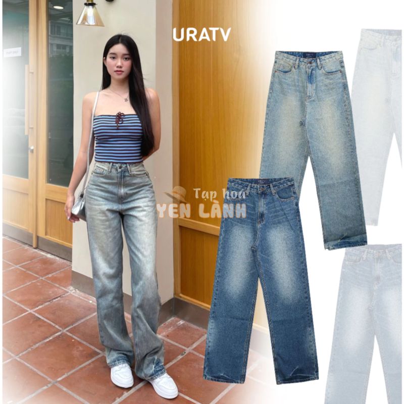 [MẪU MỚI] Quần jeans nữ suông trơn dài basic ống wax vẩy Hot trend URATV