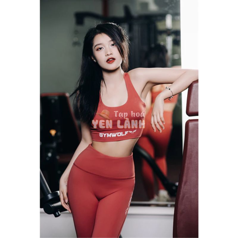 Đồ Tập Gym Nữ GYMWOLF, Áo Bra, Quần Dài Chất Liệu Thun Cotton Cao Cấp Dày Mềm Mịn, Form đẹp Tôn Dáng