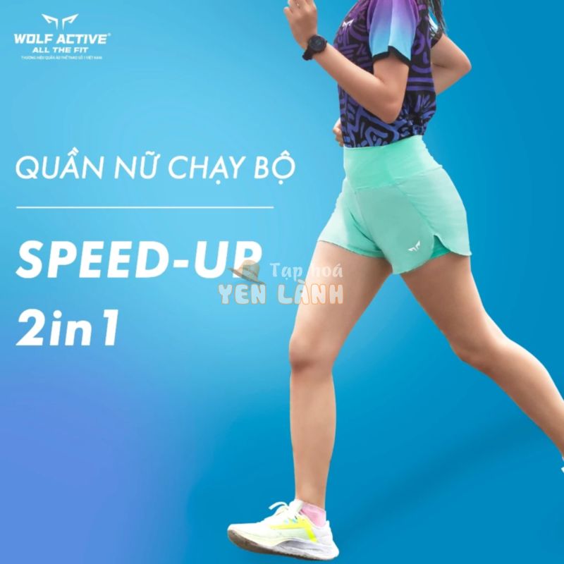 Quần chạy bộ nữ Speed Up, quần đùi tập gym nữ cạp cao có túi, chất vải nhẹ, thấm hút mồ hôi, màu sắc đẹp, nổi bật