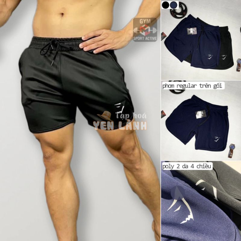 Quần short nam thể thao quần đùi tập gym nam quần squat chạy bộ cầu lông phom ngắn gọn đẹp short gym cá mập