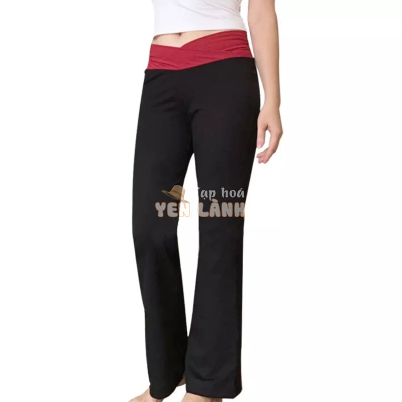 Quần Tập Yoga Giấu Bụng, Nữ, Cạp Chéo, Ống Rộng, Cotton Cao Cấp, Spandex Co Giãn, Thấm Hút Mồ Hôi, Lynk’s Clothes