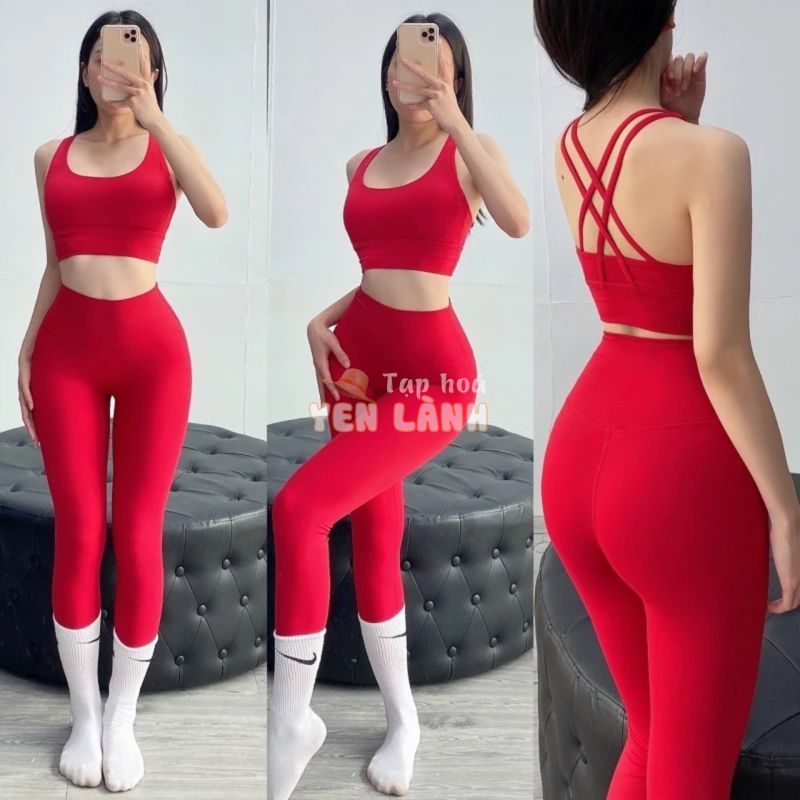 Set Đồ Tập Yoga Gym Erobic Gồm Áo Bra Và Quần Legging Lưng Cao Thời Trang Cho Nữ